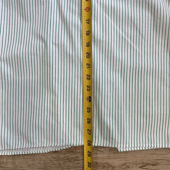 Vtg Green White Stripe Dress Shirt Collar Cuff Button Up Top Size 38 - Picture 10 of 14